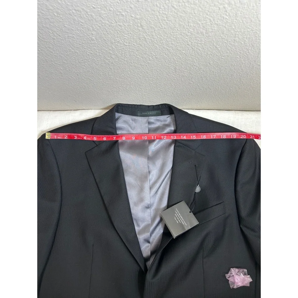 Kenneth Roberts Platinum Collection Fine Worsted Wool Black Tailored Blazer  46L